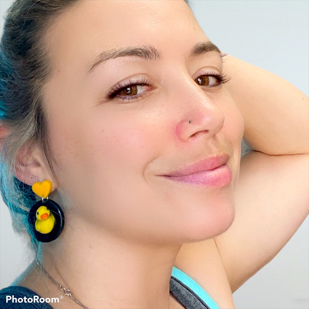 SOLD Handmade, kawaii rubber ducky dangle earrings